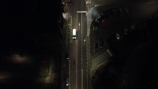 Aerial View Street Drone Night City Como Italy — Stockvideo