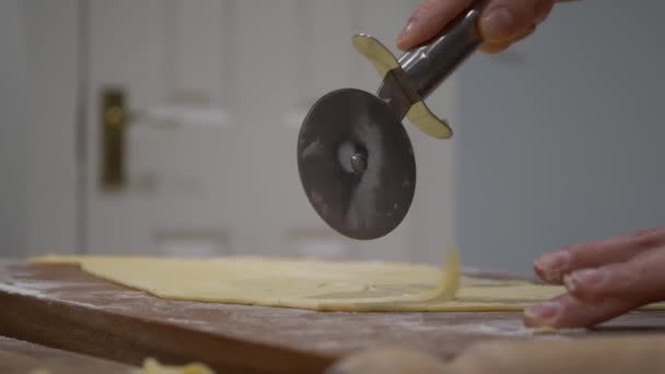 Slicing Faworki Dough Sheets Roll Them Fat Thursday Poland — Video Stock