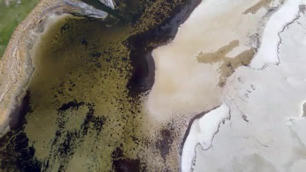 Luftaufnahme Die Über Das Meer Fliegt Mit Schönen Sandbänken Grünen — Stockvideo