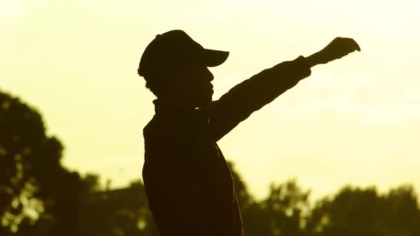 Young Man Smoking Cigarette Front Sunset Nairobi Africa — Stock video