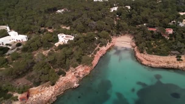 Cala Gracio Och Gracioneta Stränder Ibiza Island Dra Tillbaka Dolly — Stockvideo