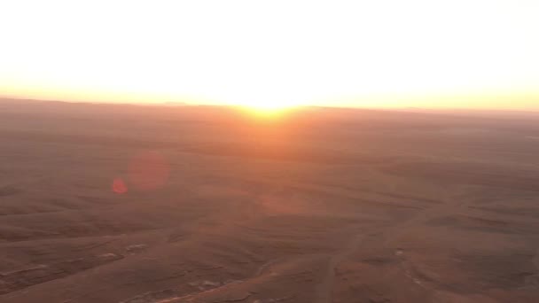 Luchtfoto Panoramisch Uitzicht Marokkaanse Woestijn Bij Zonsondergang Marokko — Stockvideo