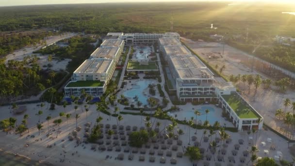 Golden Light Shines Beautiful Luxury Tropical Beach Resort Punta Cana — Stock Video