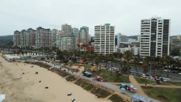 Aerial View Beach Life Del Mar City Buildings Cloudy Day — Stockvideo