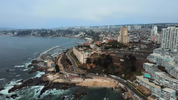 Aerial Establishing Shot Concn Bay Chile Cloudy Day — Stock Video