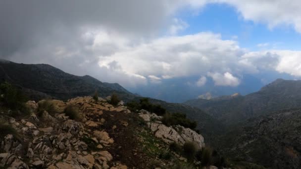 Shot Beautiful Mountains Camera Moving Edge Cliff Spain — Video Stock