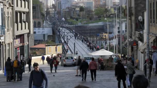 Prachtige Stedelijke Scene Van Porto Dom Lus Bridge Een Koude — Stockvideo