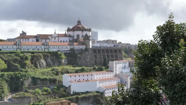 Scena Statica Del Monastero Serra Pilar Vista Dalla Città Porto — Video Stock