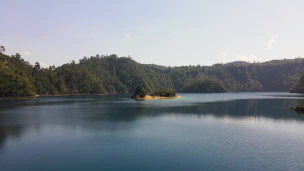 Vue Aérienne Magnifique Parc National Lagunas Montebello Île Tropicale Mexique — Video