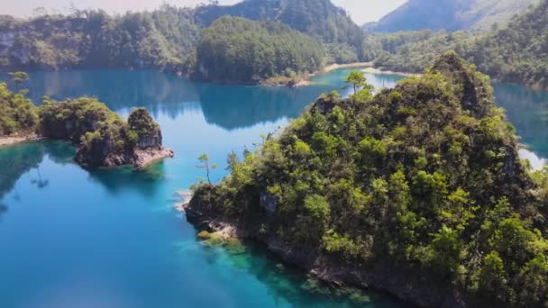 Lagunas Montebello Όμορφες Λίμνες Του Μεξικού Εναέρια Τοπίο — Αρχείο Βίντεο
