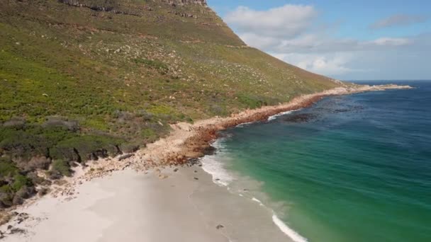 Scénický Pohled Písečnou Pláž Llandudno Kapské Město Jižní Africe Slunečný — Stock video