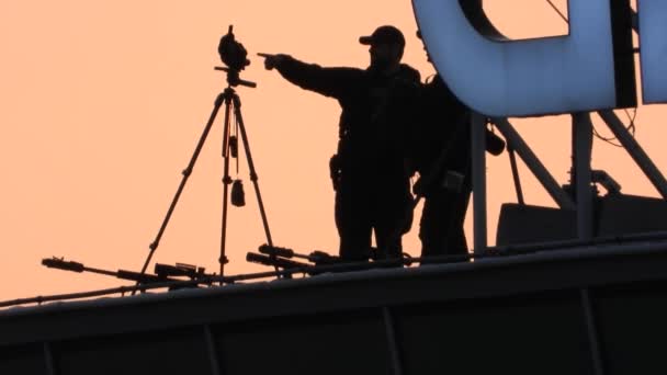 Security Snipers Building Protect President Usa Nato Event — Vídeo de Stock