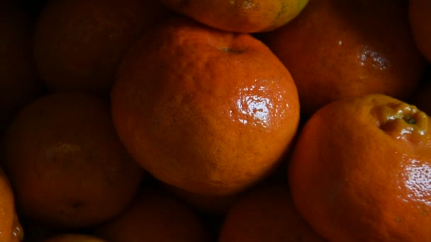 Cenital View Tangerines Waiting Transported Supermarket — Vídeos de Stock