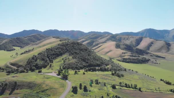 Green Utah Hills Mountains Summer Dirt Road Aerial Drone View — Video