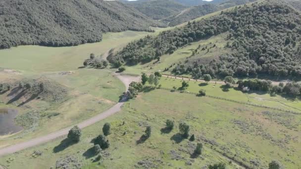 Utah Hills Mountains Summer Dirt Road Pond Aerial View — Stock videók