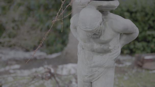 Biały Posąg Ogród Figurka Dmuchanie Trailing Rośliny — Wideo stockowe
