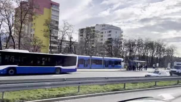 Tram Train Steetcar Dehors Cracovie Pologne — Video