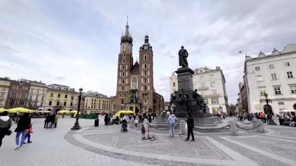 Cracóvia Polónia Cidade Cena Pan Tiro — Vídeo de Stock