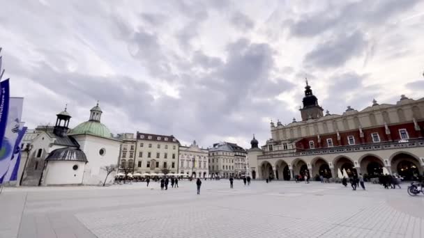 Krakow Poland City Square Pan — Vídeo de Stock