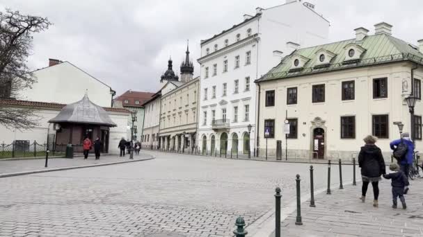 Busy Krakow Poland Sidewalks — Vídeos de Stock