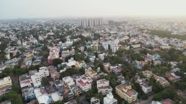 Αεροφωτογραφία Της Πόλης Chennai Που Δείχνει Ψηλά Κτίρια Στην Καρδιά — Αρχείο Βίντεο