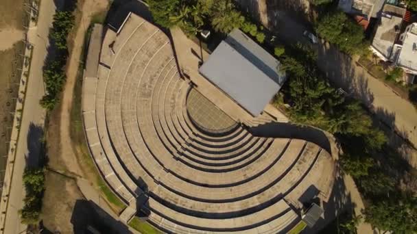 Top View Empty Concrete Amphitheater Backstage Cordoba Argentina Covid Pandemic — стоковое видео