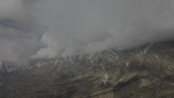 Landschaft Blick Auf Die Berge Karakorum Gebirge Mit Morgennebel Aussichtspunkt — Stockvideo