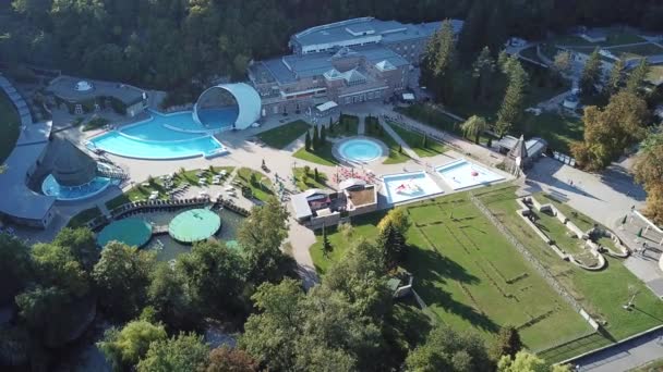 Cinematic Aerial Drone Orbit Shot Thermal Cave Bath Hot Springs — Stok video