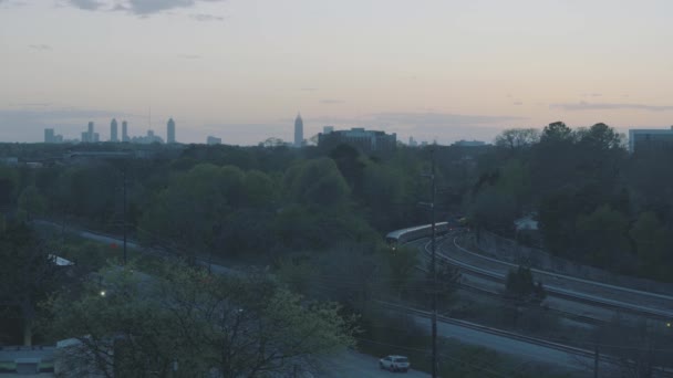 Pemandangan Indah Dari Langit Atlanta Georgia Saat Matahari Terbenam Atas — Stok Video