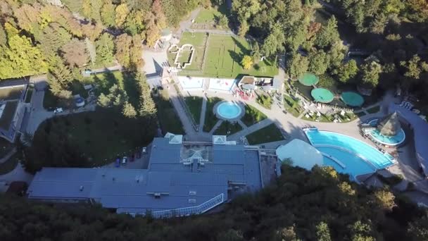 Cinematic Aerial Drone Footage Thermal Cave Bath Pools Hot Springs — стоковое видео