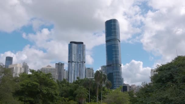 Oprichting Van Shot Van Brisbane Stad Kantelen Naar Botanische Tuinen — Stockvideo