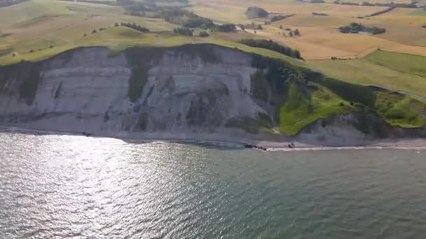 Aerial View High Cliffs Mors Island North Jutland Denmark — Vídeos de Stock