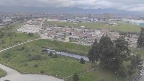 Voo Drone Bairro Popular Bogotá Colômbia — Vídeo de Stock