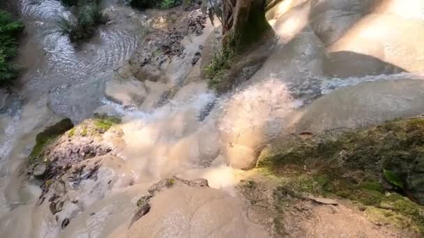 Přehled Prázdného Tropického Vodopádu Asii Namtok Bua Tong Lepkavý Vodopád — Stock video