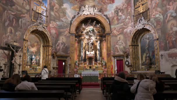 Worshippers Visitors Enjoy 18Th Century Fresco Paintings Dome Hermitage Roman — Stock Video