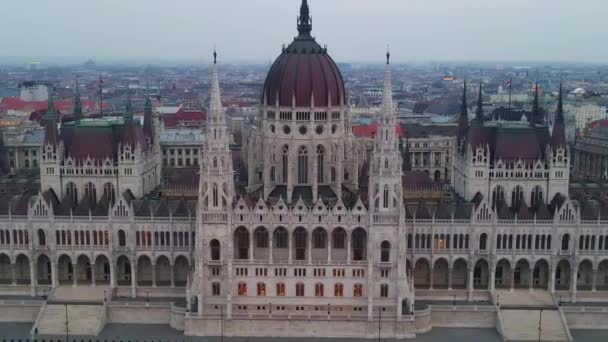 Drone Shot Parliament Budapest Hungary — Vídeo de Stock