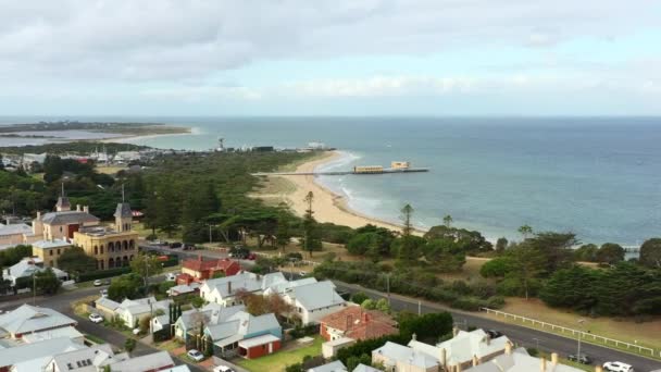 Aerial Coastline Queenscliff Port Phillip Bay Australia — Video