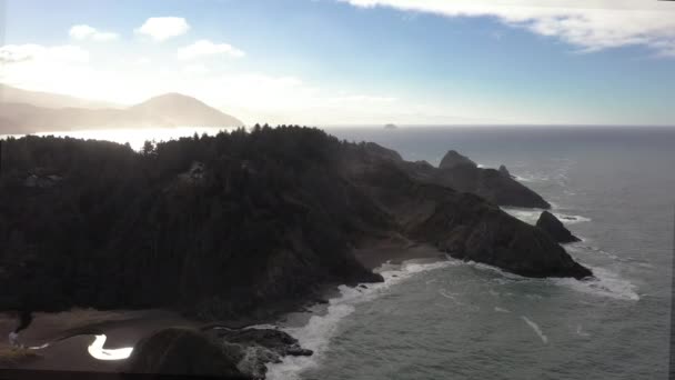 Oregon Coast Drone Shot Port Orford Headlands Jižním Oregonu — Stock video