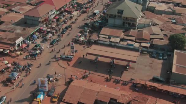 Flygfoto Gantas Centrum Gompa City Liberia — Stockvideo