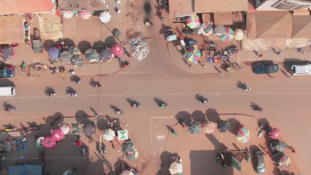 Shora Dolů Drone Výstřel Hlavní Ulice Gompa City Ganta Libérie — Stock video