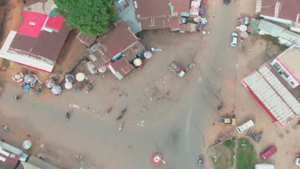 Aerial Drone Shot City Centre Tubmanburg Liberia — Video Stock