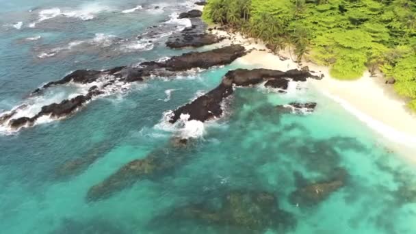 Aerial View Beach Ilheu Das Rolas Sao Tome Africa — Stok Video