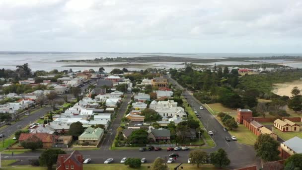 Aerial Historic Costal Town Queenscliff Australia — 图库视频影像