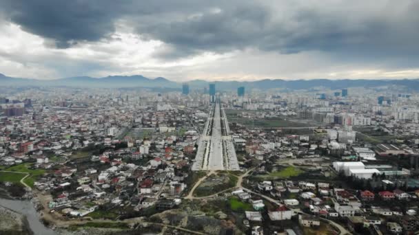 Panoramic View Tirana Outskirts Lumi Tiranes River Unfinished Boulevard — ストック動画