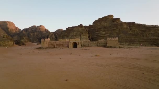 Wadi Rum French Fortress Sandstone Landscape Background Jordan — 图库视频影像