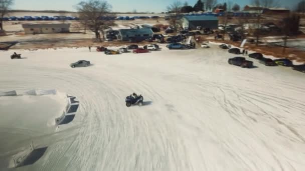 Atv Drifting Ice Lake Next Other Sports Cars Drifting — Stock Video