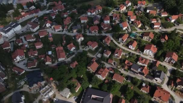 Birds Eye Aerial View Cajetina Cityscape Serbia Administrative Center Zlatibor — Video Stock