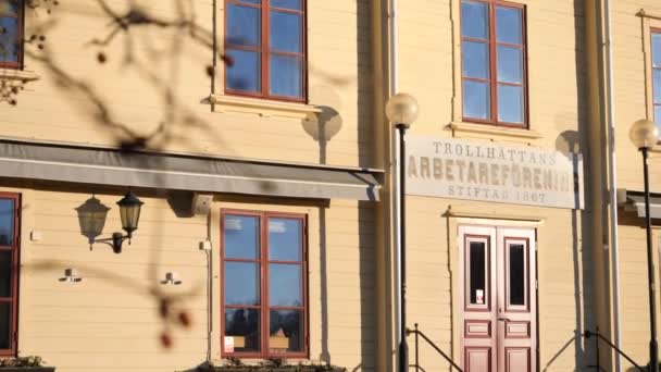 Arbetarforeningens Hus Built 1867 Trollhattan Sweden One Sweden Oldest Cooperative — Stock videók