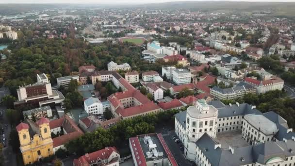 Cinematic Aerial Drone Footage Astronomical Museum Downtown Eger Major Tourist — Vídeos de Stock