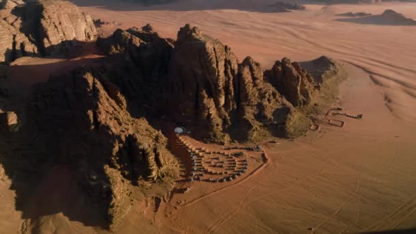 Лагерь Пустыня Роскошными Помещениями Память Лагере Айха Вади Руме Иордания — стоковое видео
